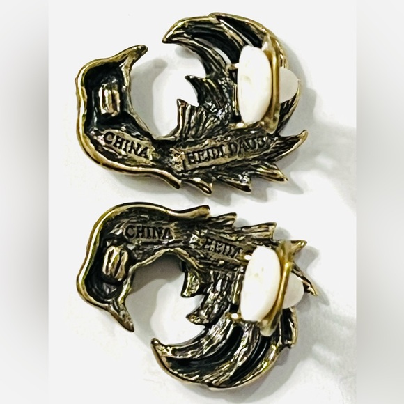 Heidi Daus “For The Birds” clip vintage Swarovski Crystals earrings EUC - Picture 7 of 10